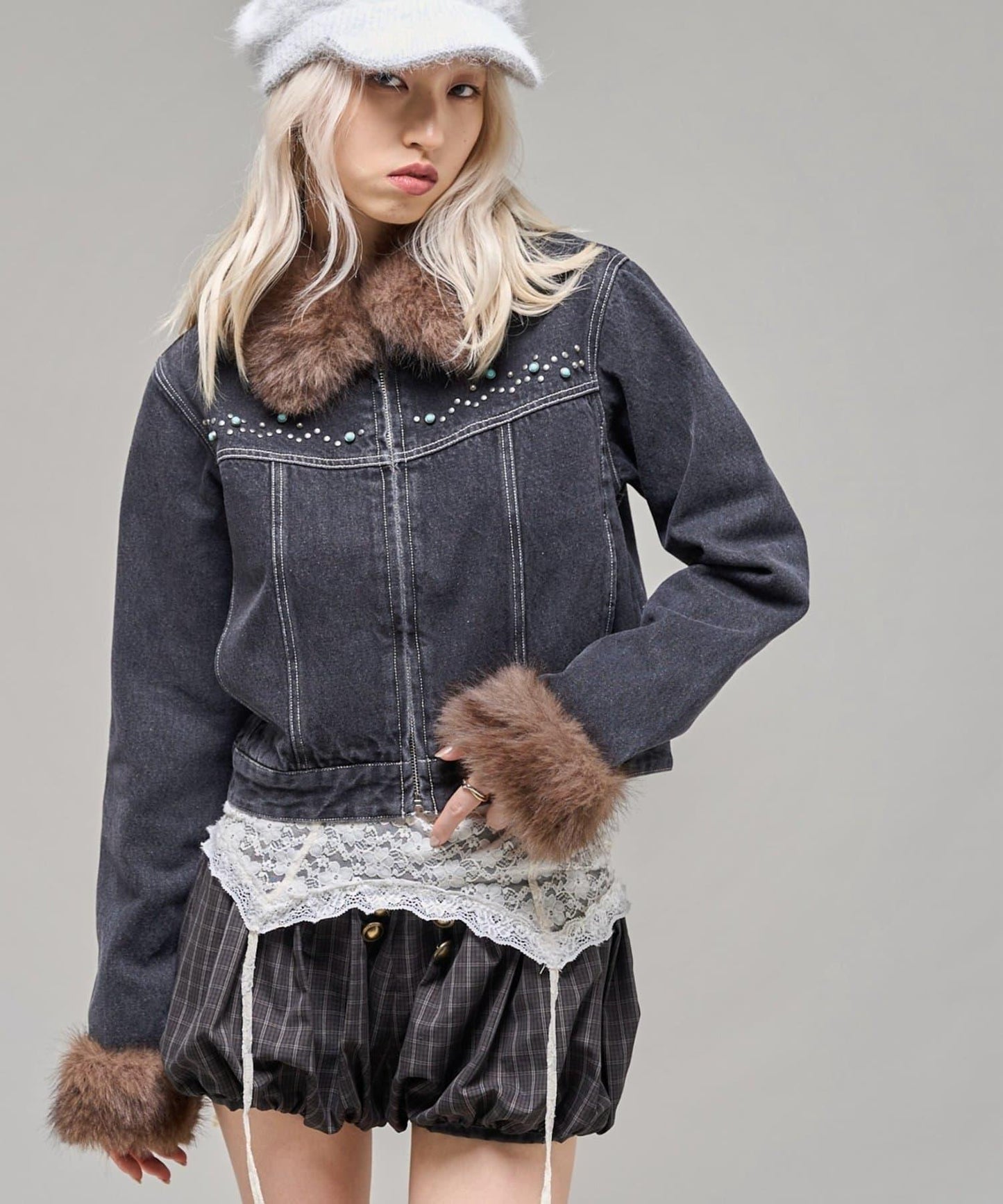 【26AW LOOK掲載品番】羊羔毛牛仔夾克