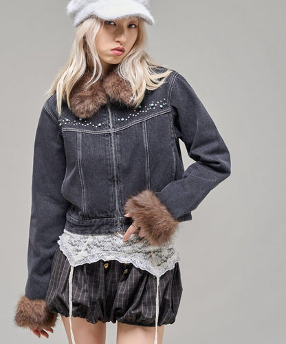 【26AW LOOK掲載品番】羊羔毛牛仔夾克
