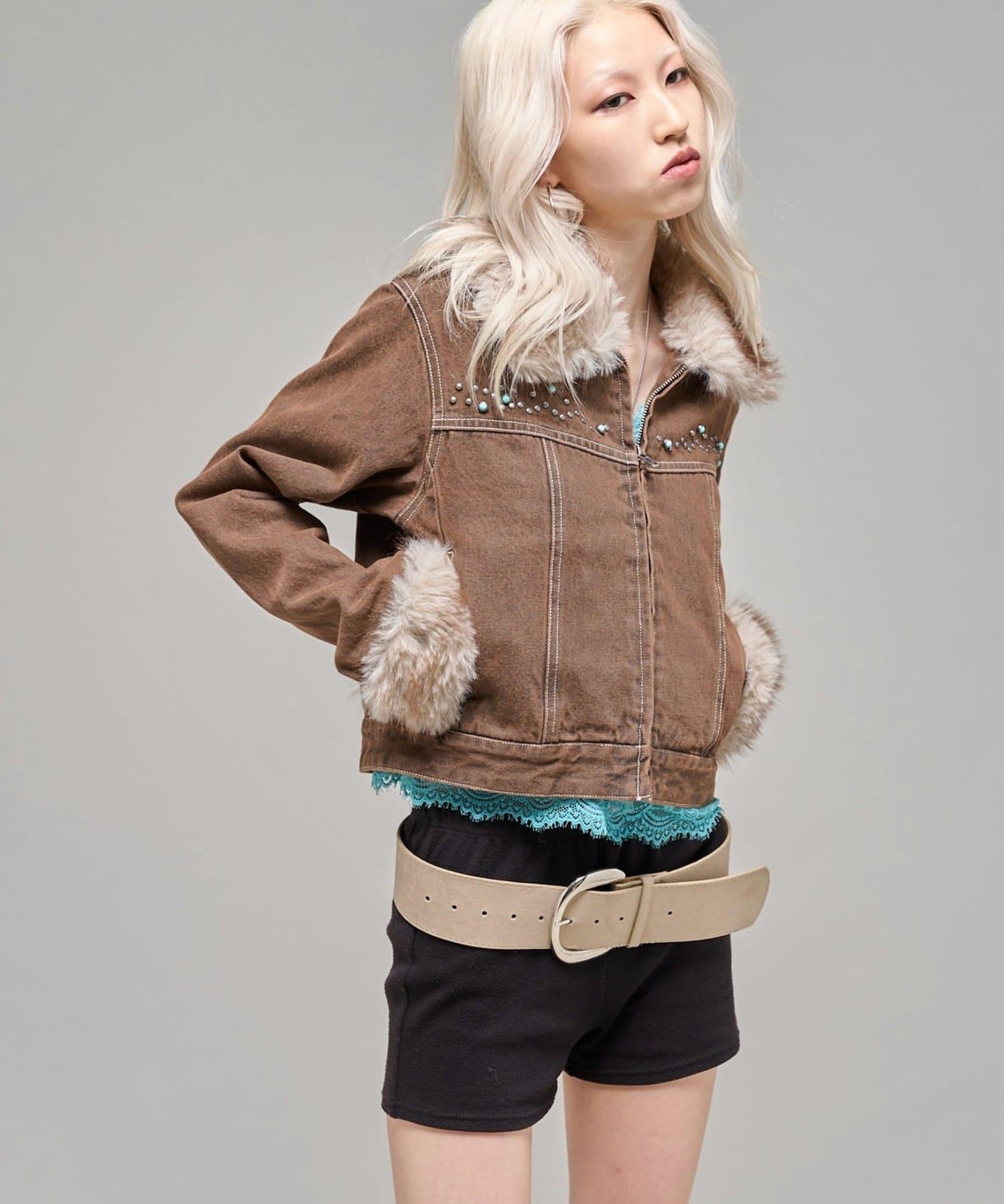 【26AW LOOK掲載品番】羊羔毛牛仔夾克