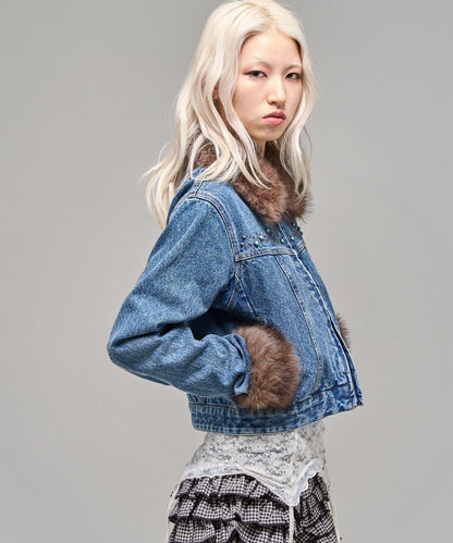 【26AW LOOK掲載品番】羊羔毛牛仔夾克