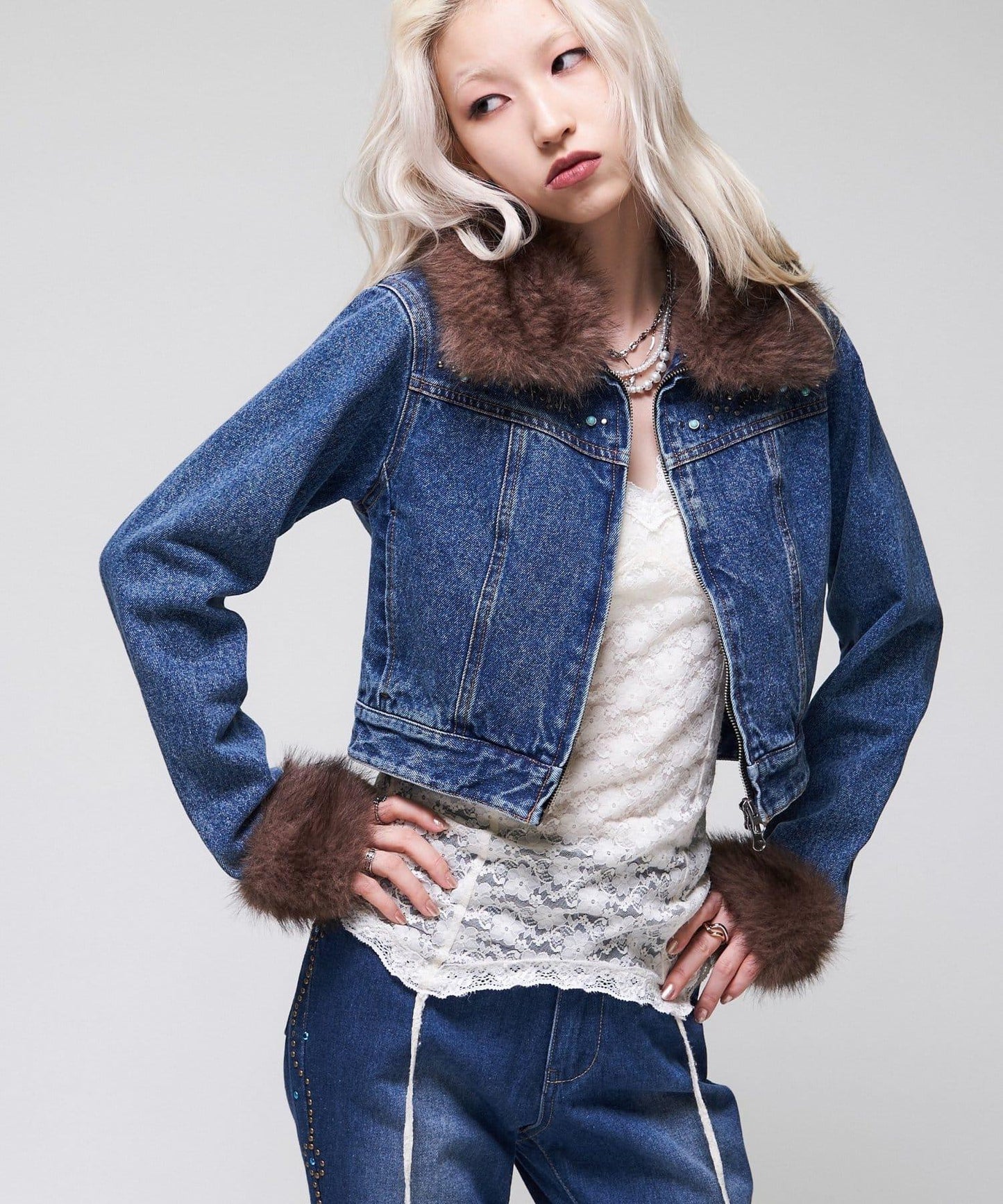 【26AW LOOK掲載品番】羊羔毛牛仔夾克