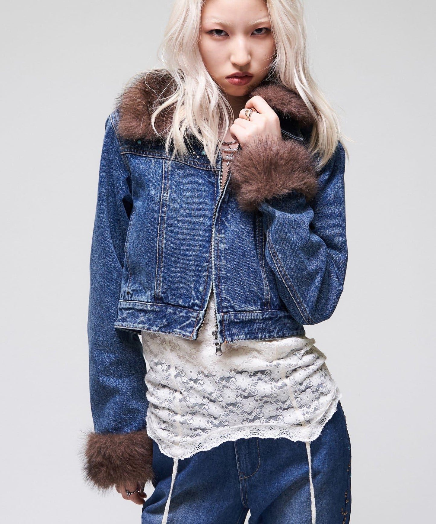 【26AW LOOK掲載品番】羊羔毛牛仔夾克