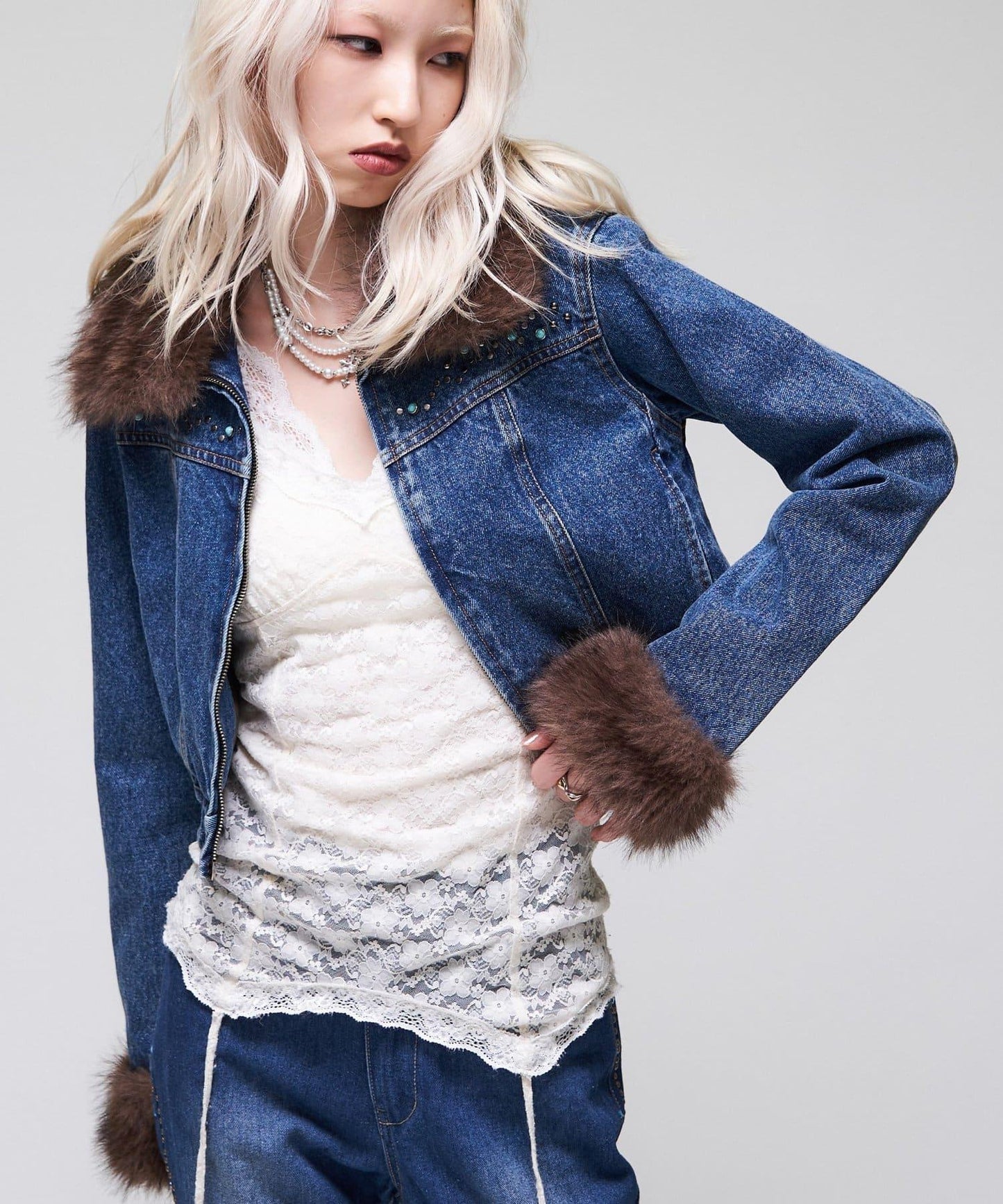 【26AW LOOK掲載品番】羊羔毛牛仔夾克