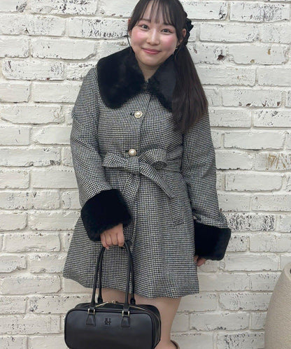 フェイクファー付2wayミドルコート