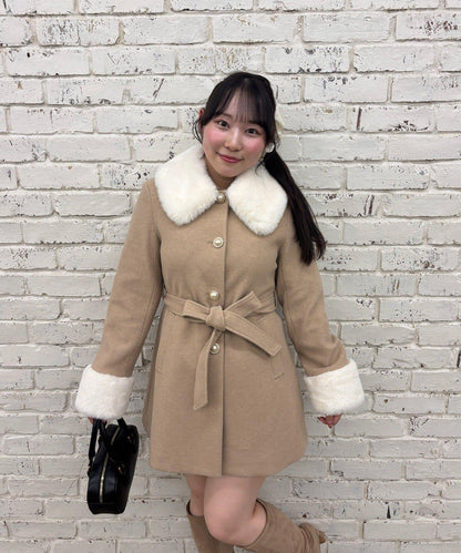 フェイクファー付2wayミドルコート