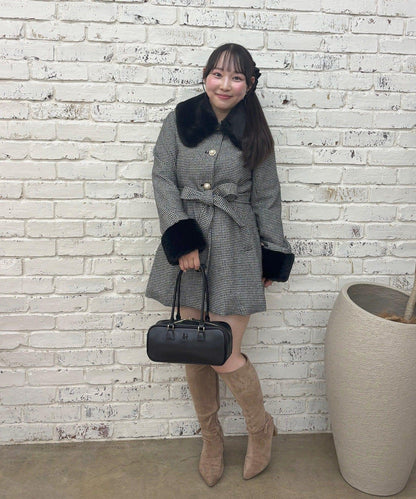 フェイクファー付2wayミドルコート