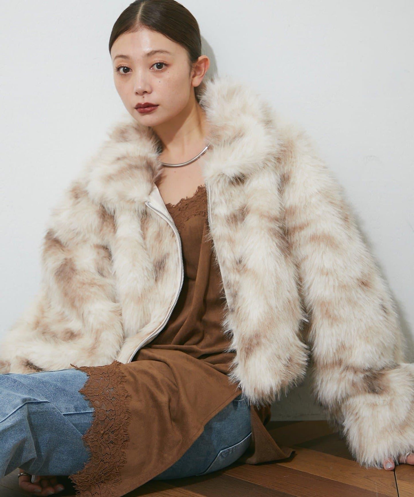 柄ファー2WAYブルゾン