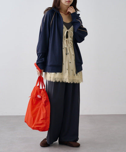 天鵝絨小碎花刺繡前開襟吊帶