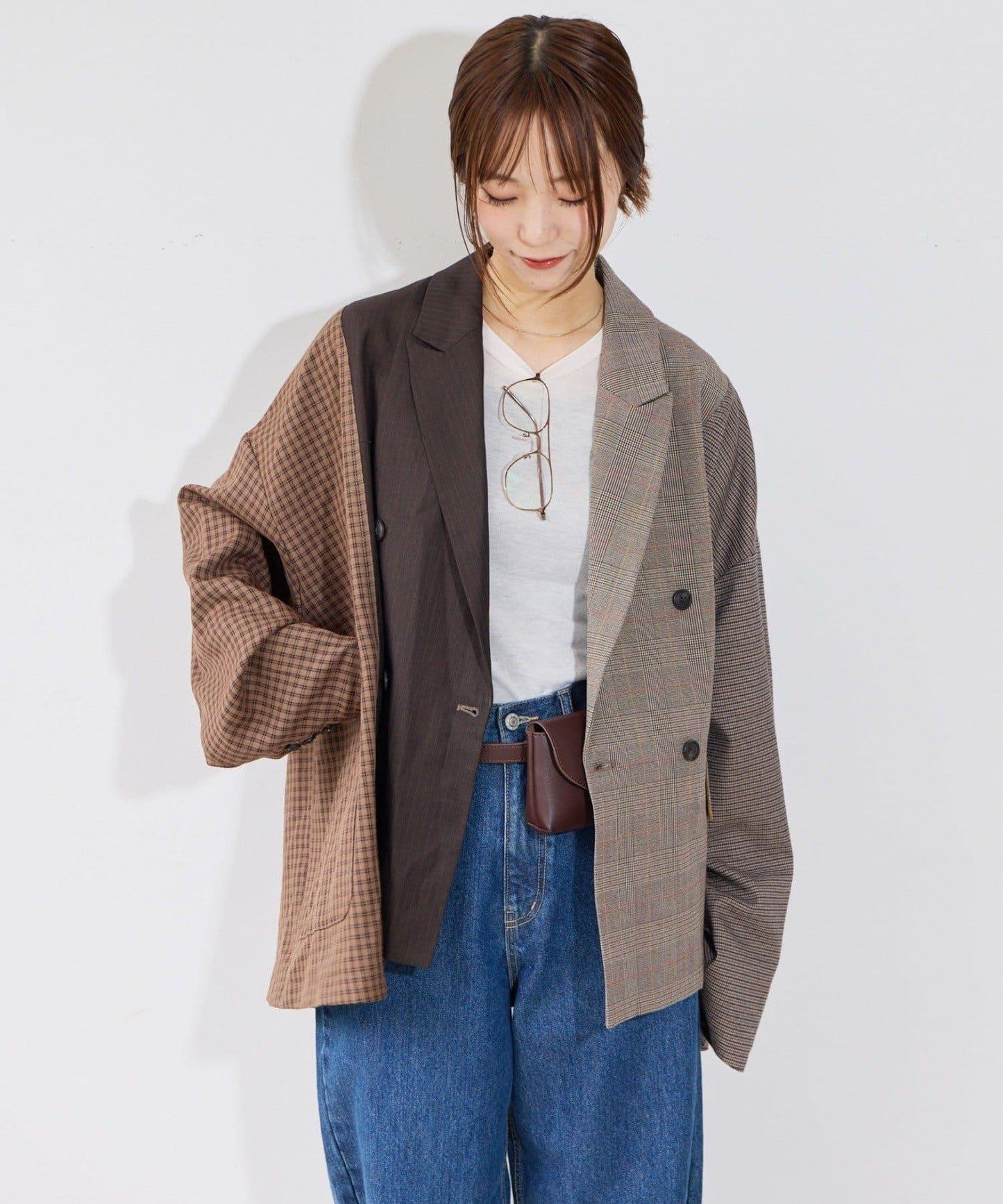 【etsinta】パッチワークテーラーオーバージャケット