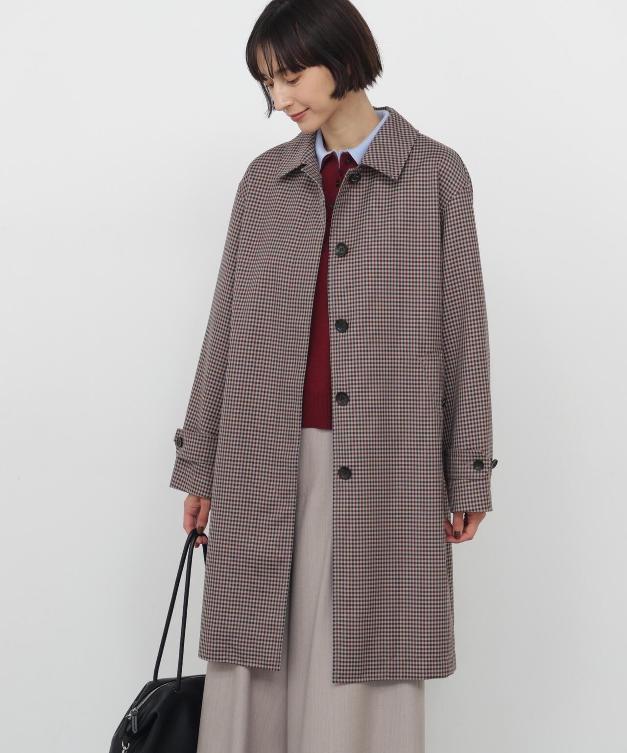 《オリジナルチェック / 洗える》TCギャバ ガンクラブチェック ステンカラーコート