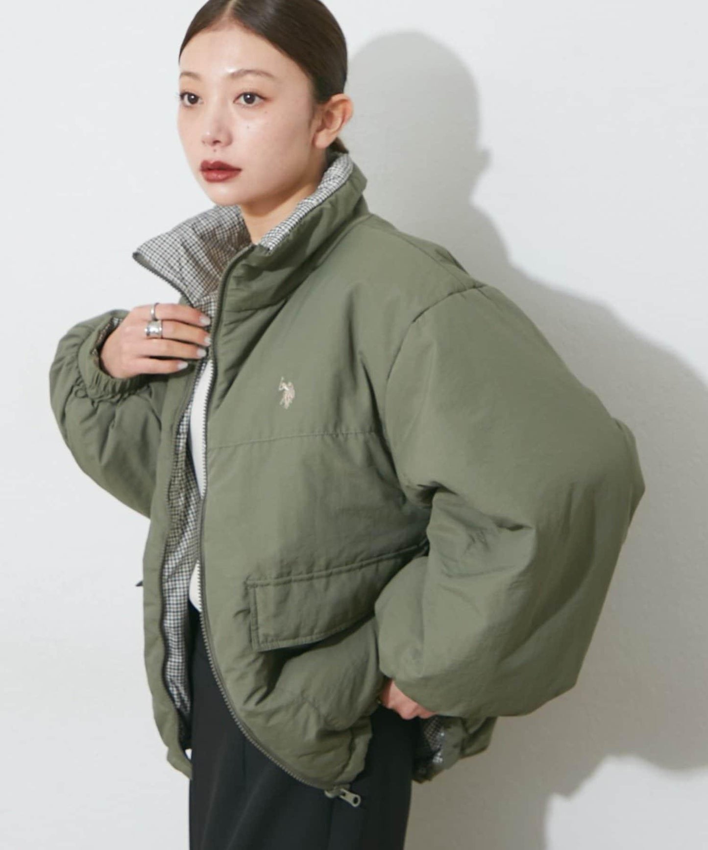 【US. POLO ASSN.】【M/Lサイズ】リバーシブル中綿ブルゾン