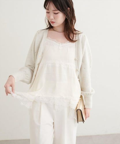 〈mizu〉ミニシャギーハート刺繍ニットカーディガン