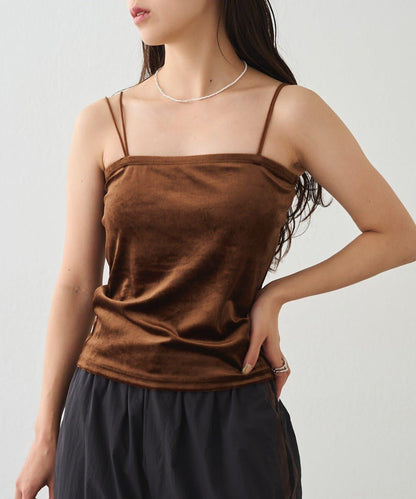 【WEB限定】カップ付ダブルストラップベロアキャミソール