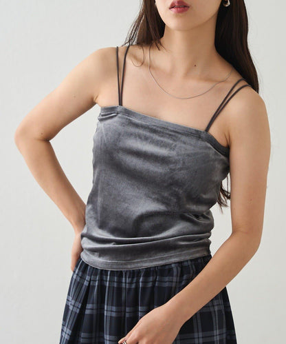 【WEB限定】カップ付ダブルストラップベロアキャミソール
