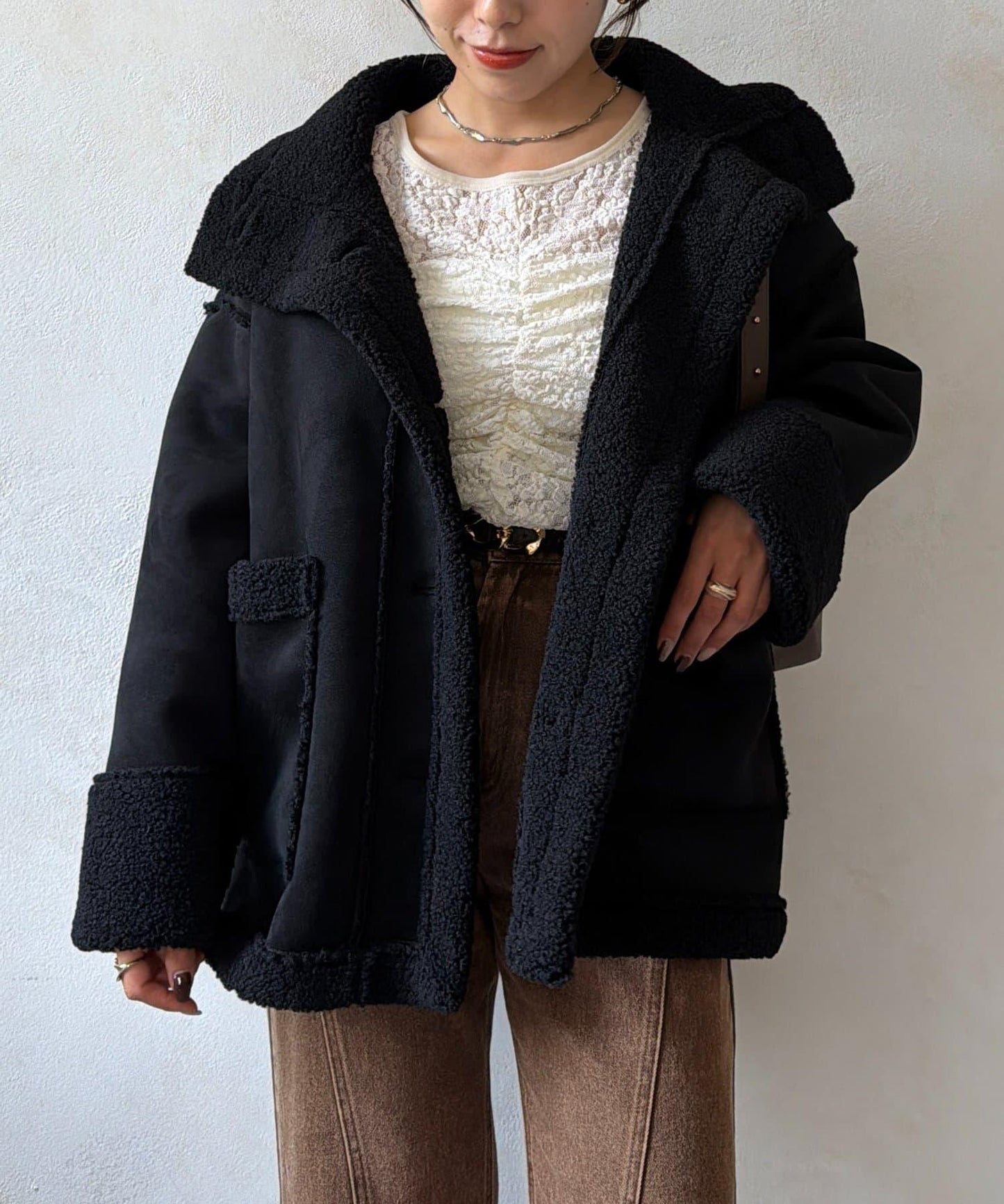 F款 羊羔毛 中長款 飛行員夾克