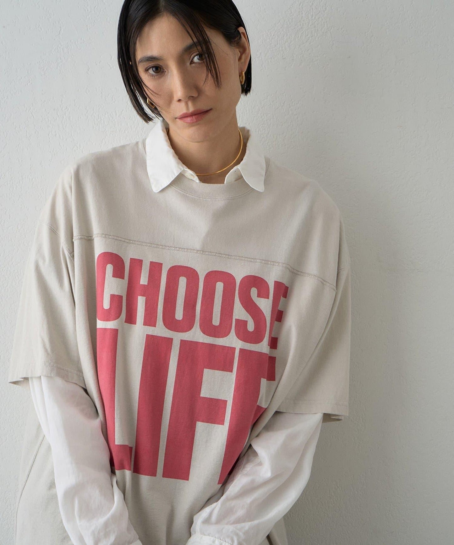 【KATHARINE HAMNETT】スローガンフットボールTシャツ