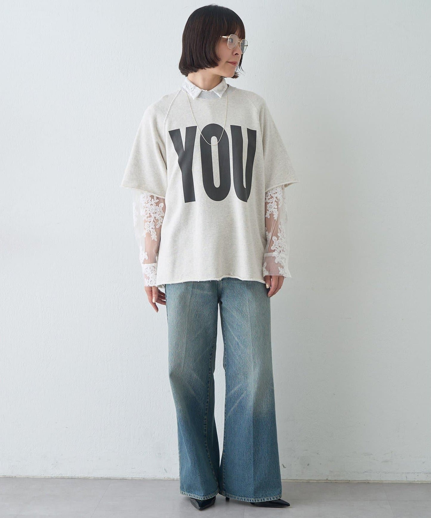 【KATHARINE HAMNETT】スローガンハーフスリーブスウェット