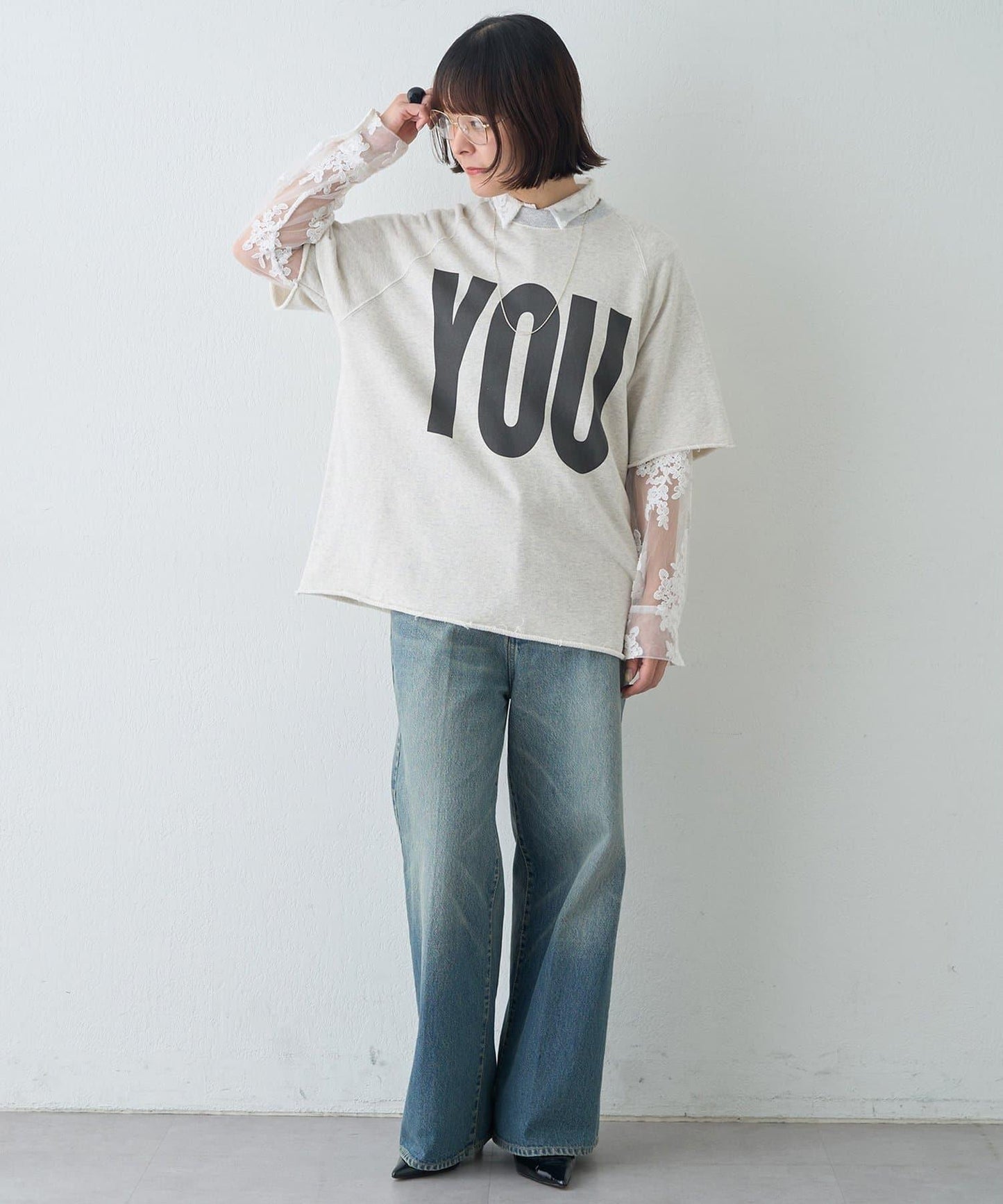 【KATHARINE HAMNETT】スローガンハーフスリーブスウェット
