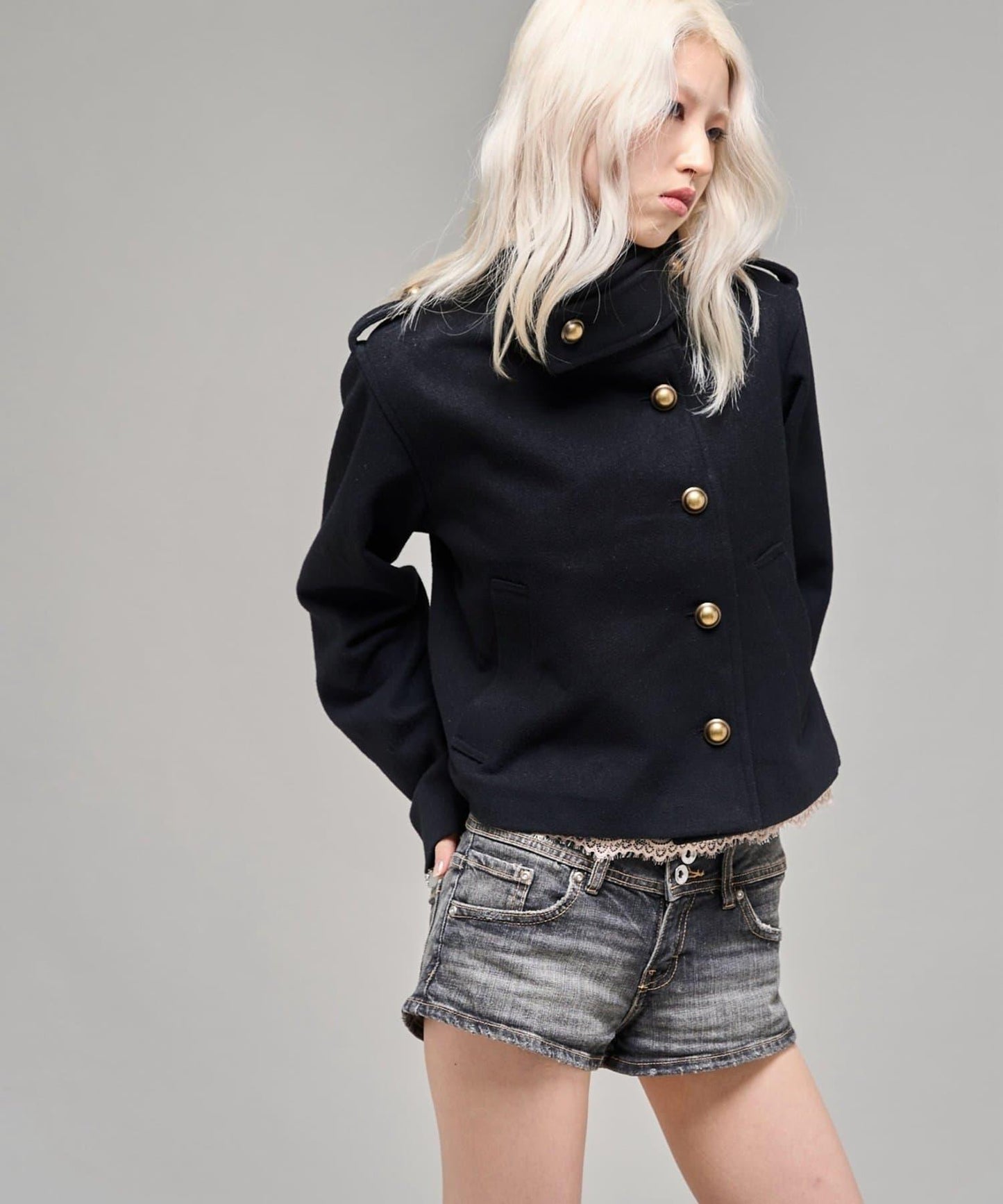 【26AW LOOK掲載品番】立領不對稱夾克