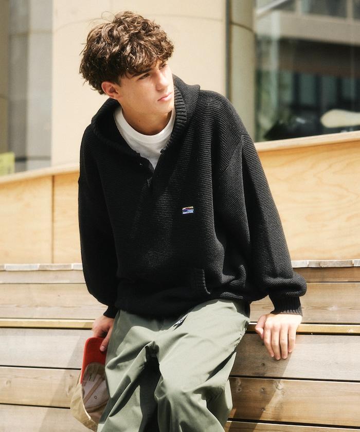 寬鬆版型 刺繡Logo 針織連帽衫