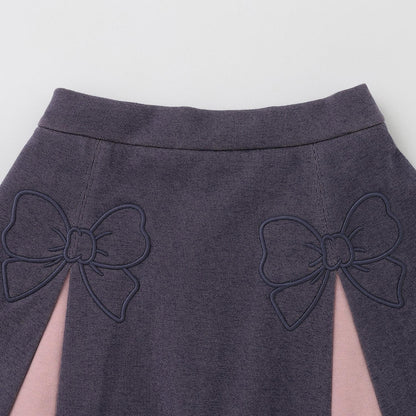 Logo衛衣×蝴蝶結刺繡 闊腿褲 套裝