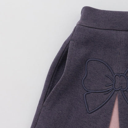 Logo衛衣×蝴蝶結刺繡 闊腿褲 套裝