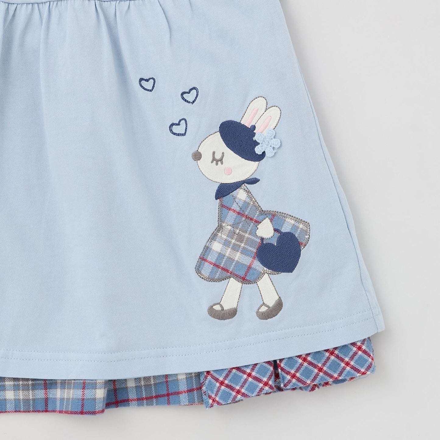mimiちゃんチェック×天竺 拼接款 連衣裙