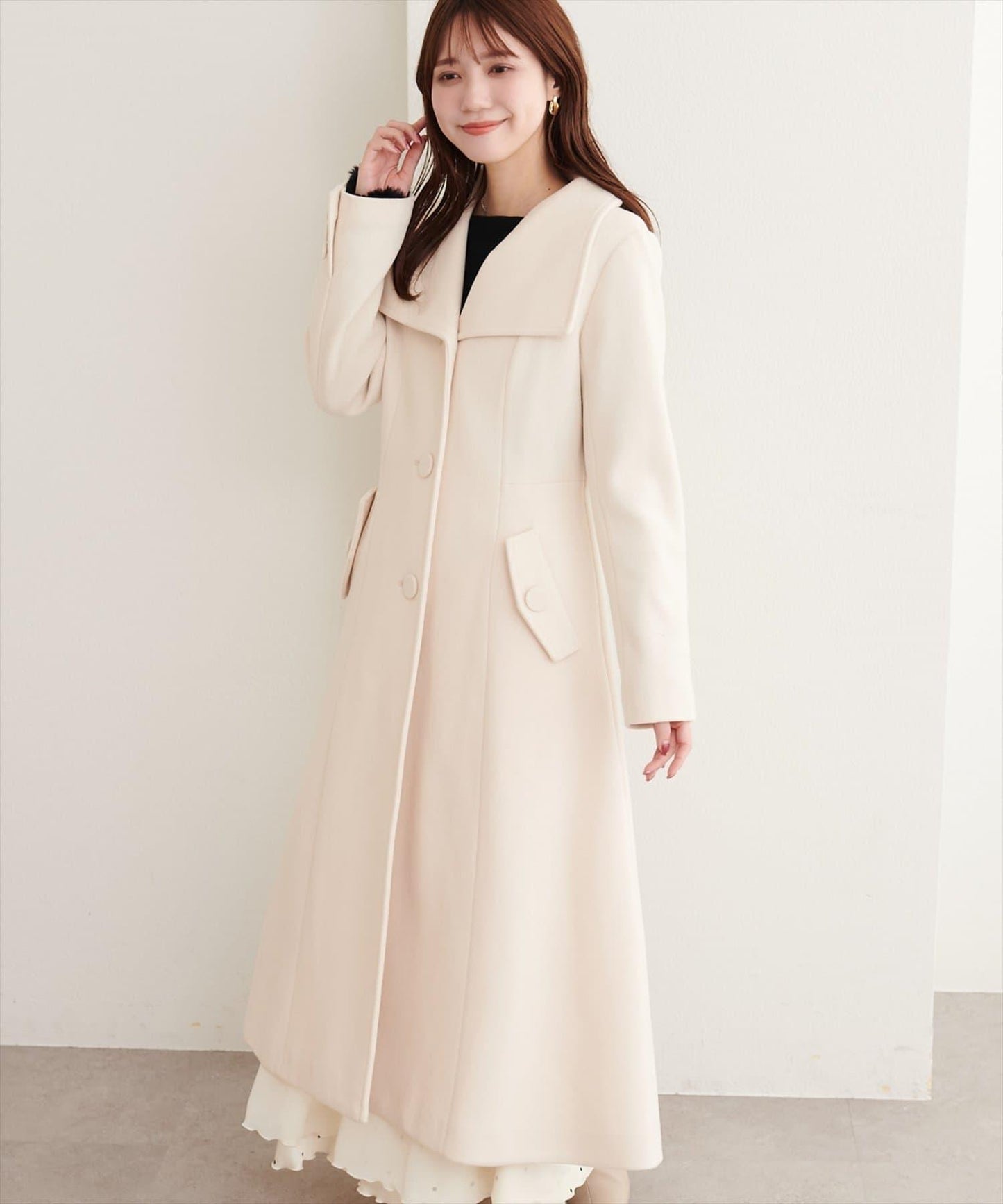 美シルエットフィットフレアコート