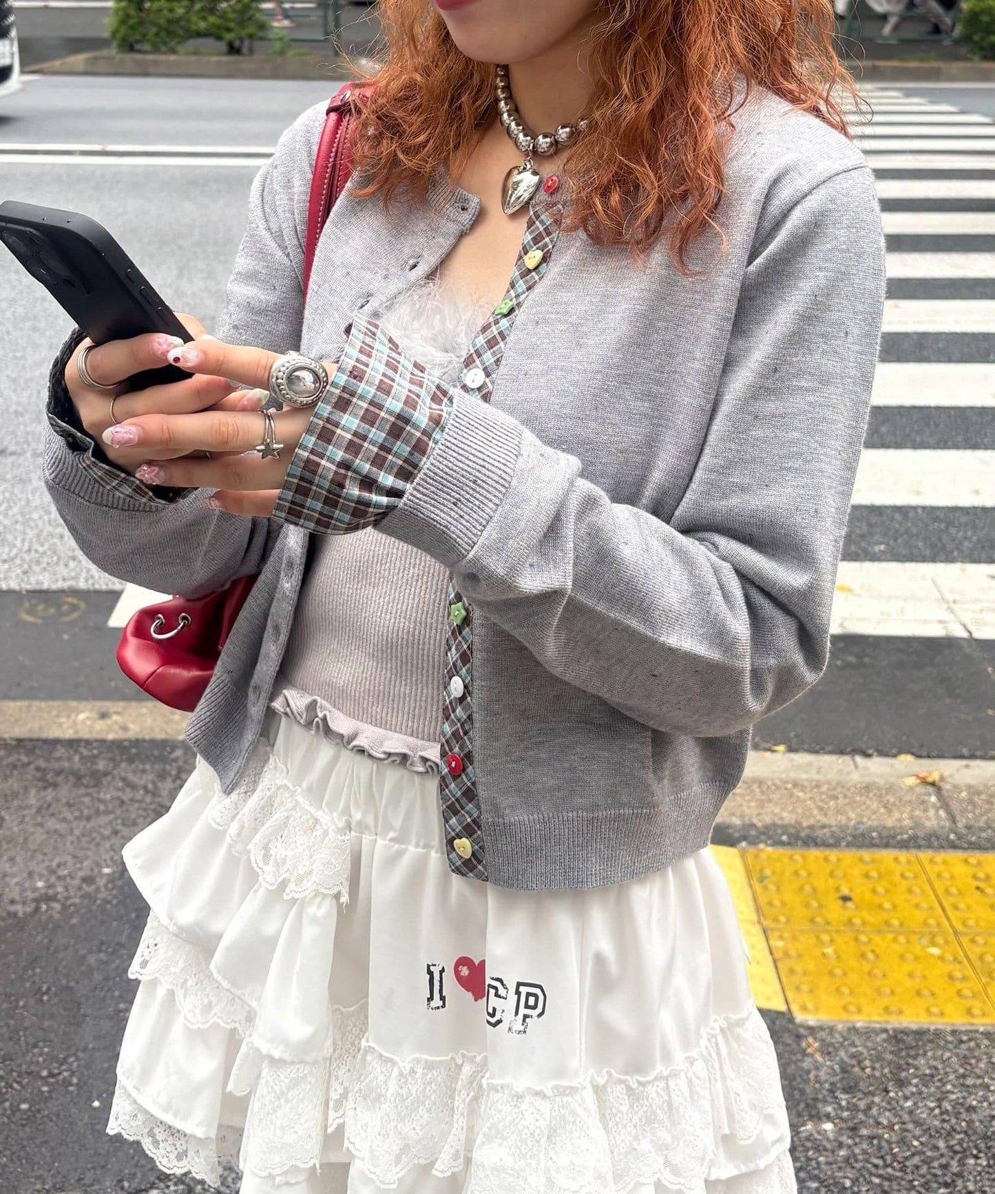 彩色紐扣彈力針織開衫