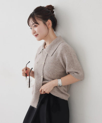 雙排扣短袖針織開衫