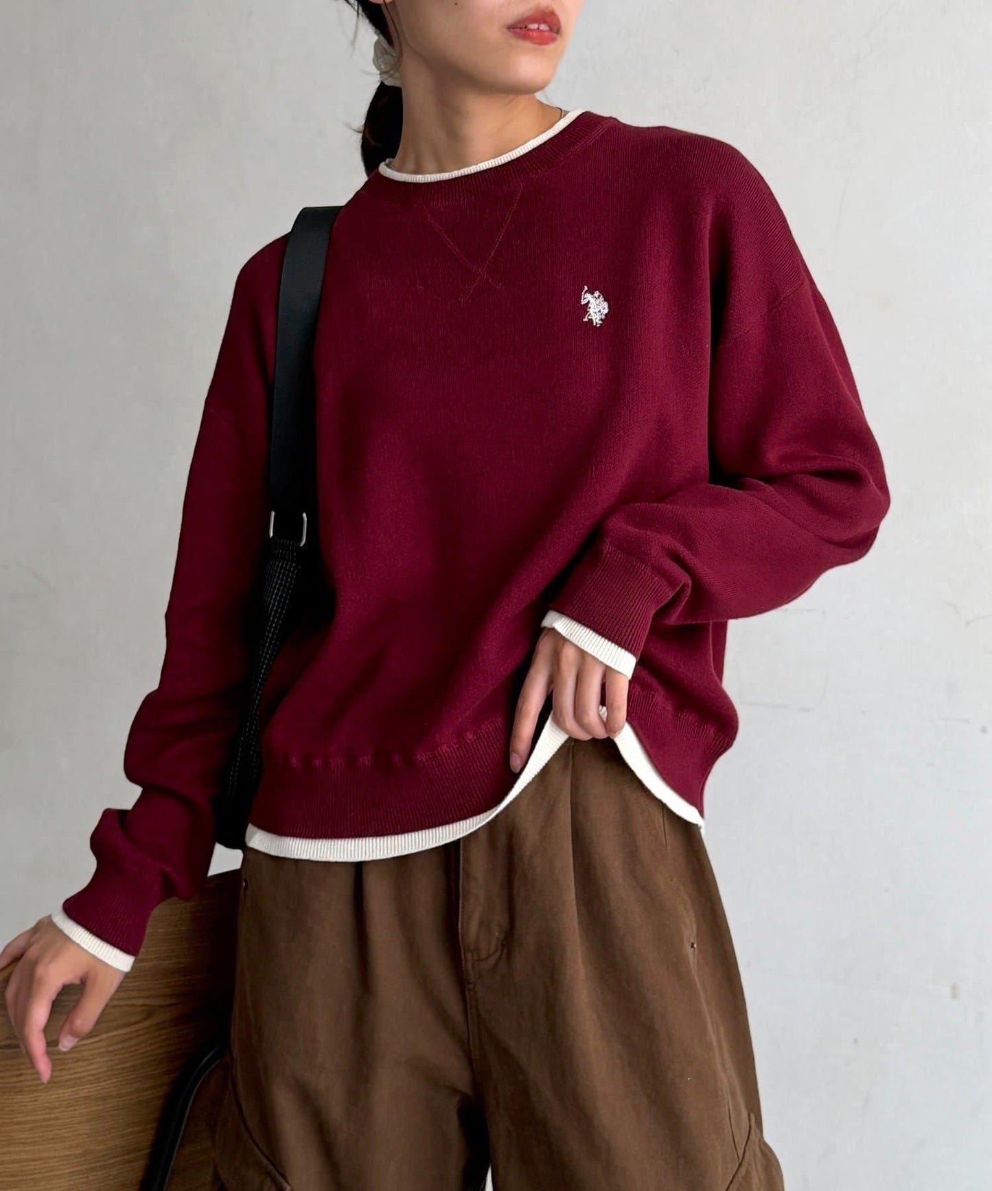 【U.S. POLO ASSN.】フェイクレイヤードスウェットライクニット