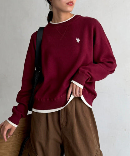 【U.S. POLO ASSN.】フェイクレイヤードスウェットライクニット