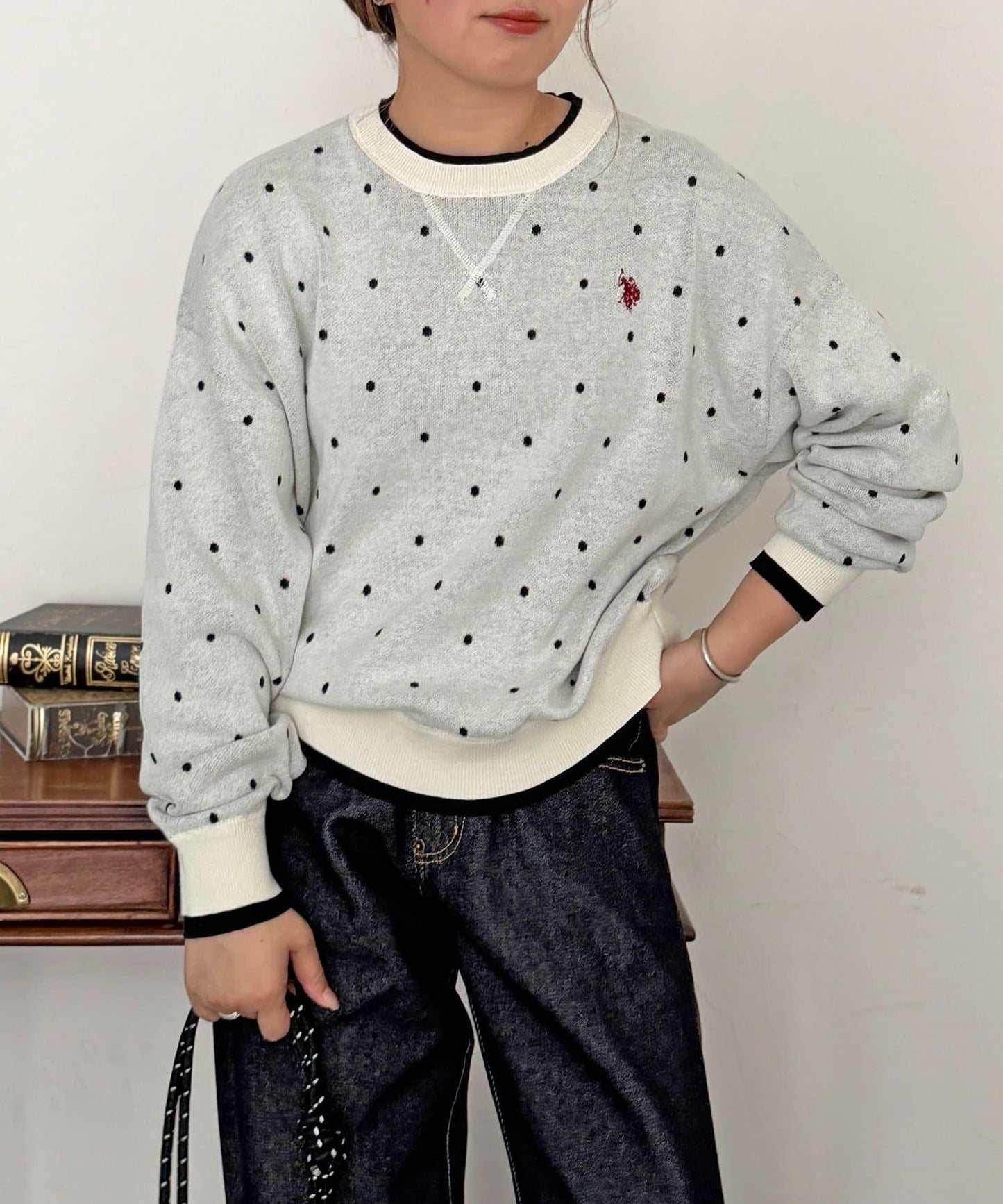 【U.S. POLO ASSN.】フェイクレイヤードスウェットライクニット