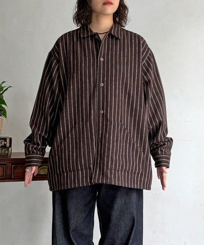 羊毛混條紋襯衫