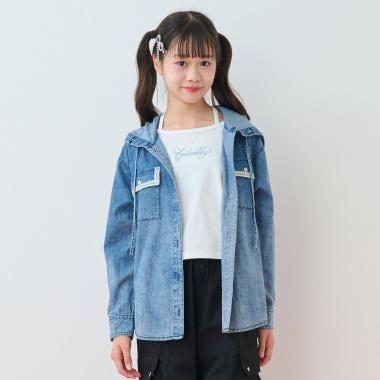 連帽衫×水鑽Logo長袖T恤套裝
