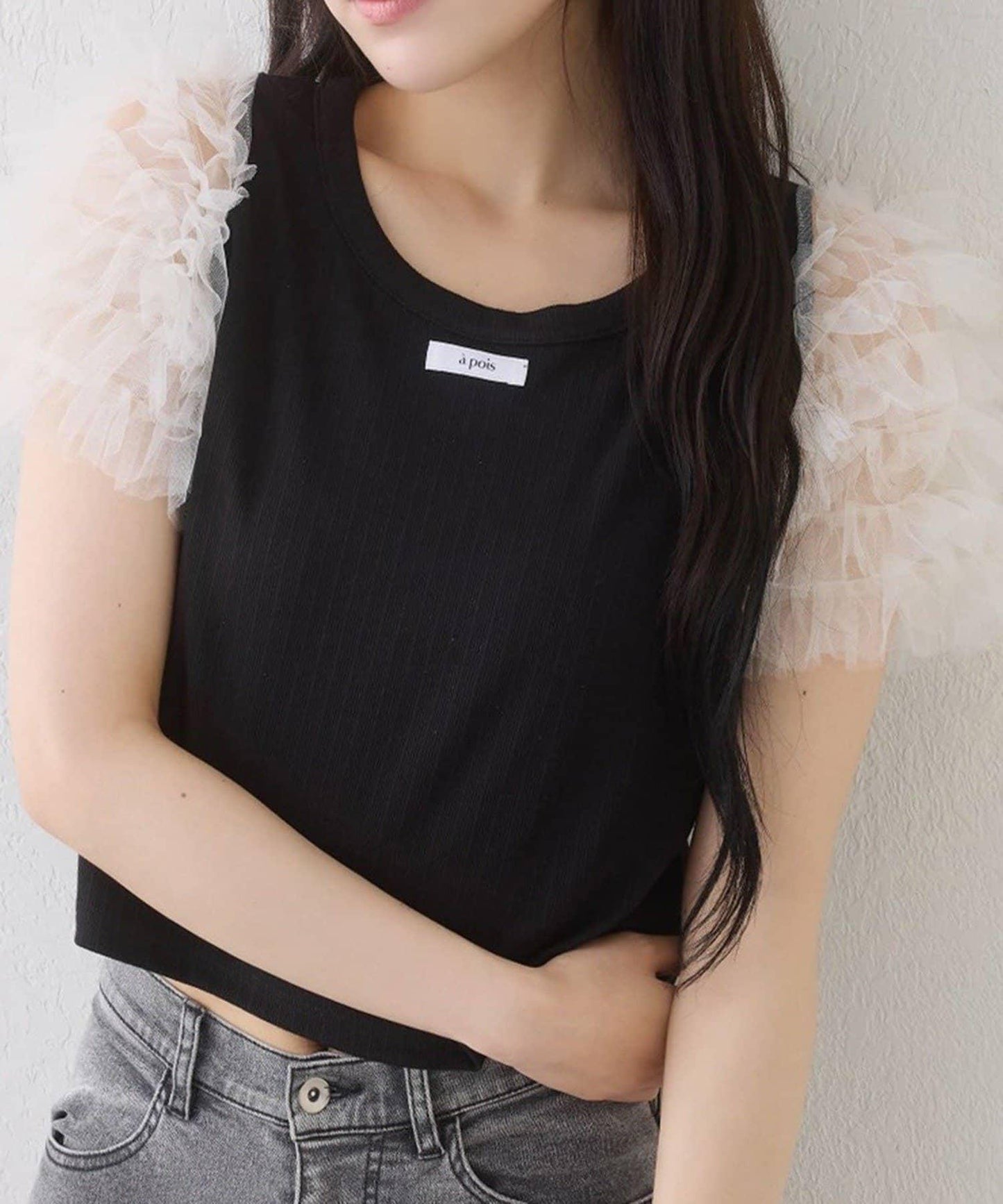 袖チュールT