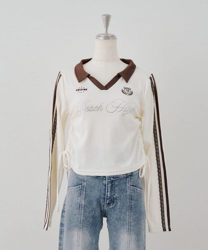 配色襟キラキラロゴサイドドロストTee
