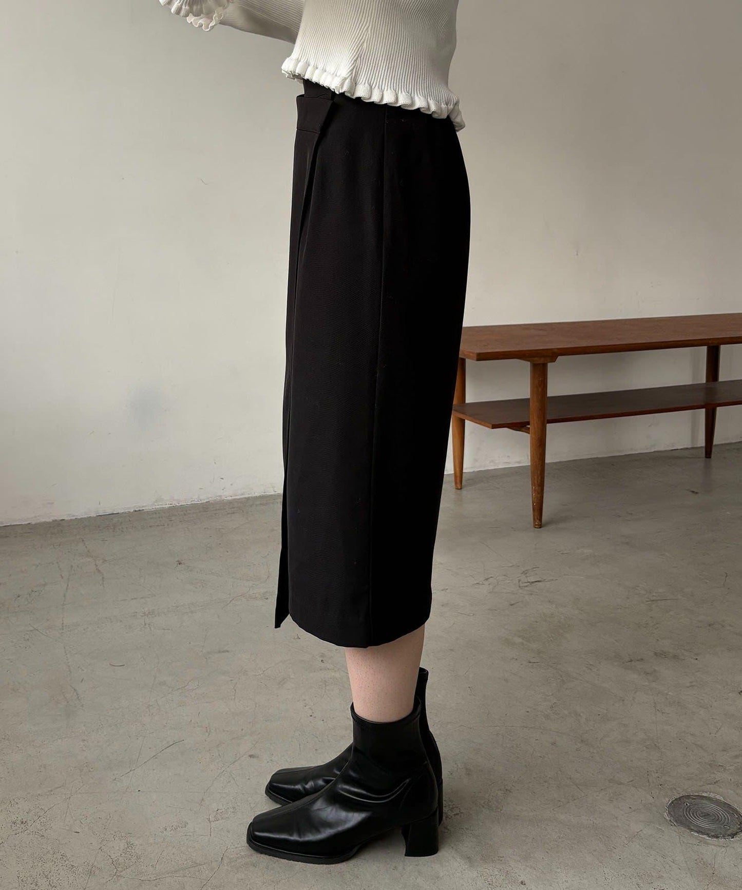 褶皺中長半身裙