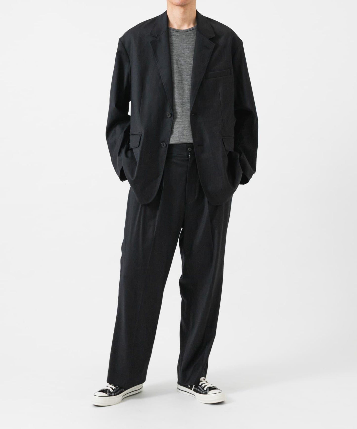 new basic WOOL SILK TAPERED SLACKS