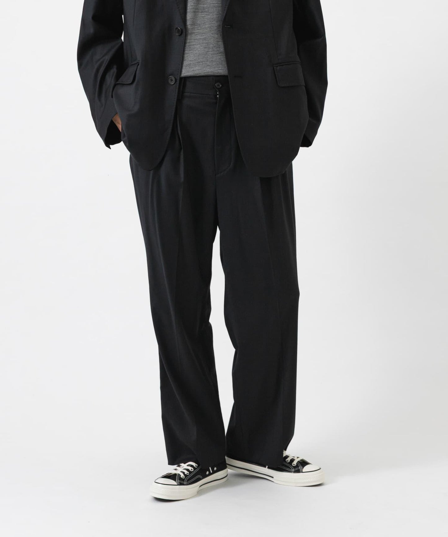 new basic WOOL SILK TAPERED SLACKS