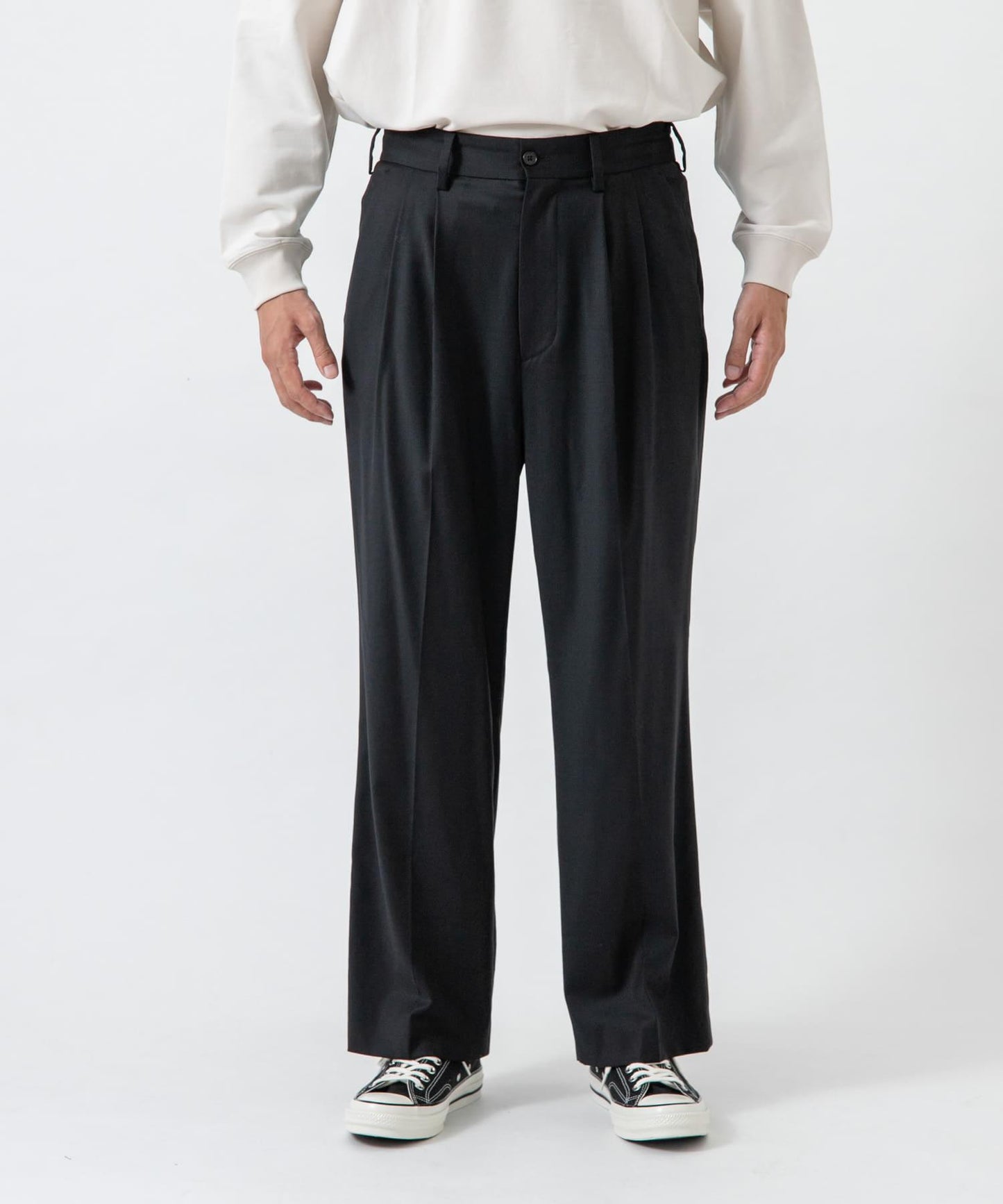 new basic WOOL SILK WIDE SLACKS