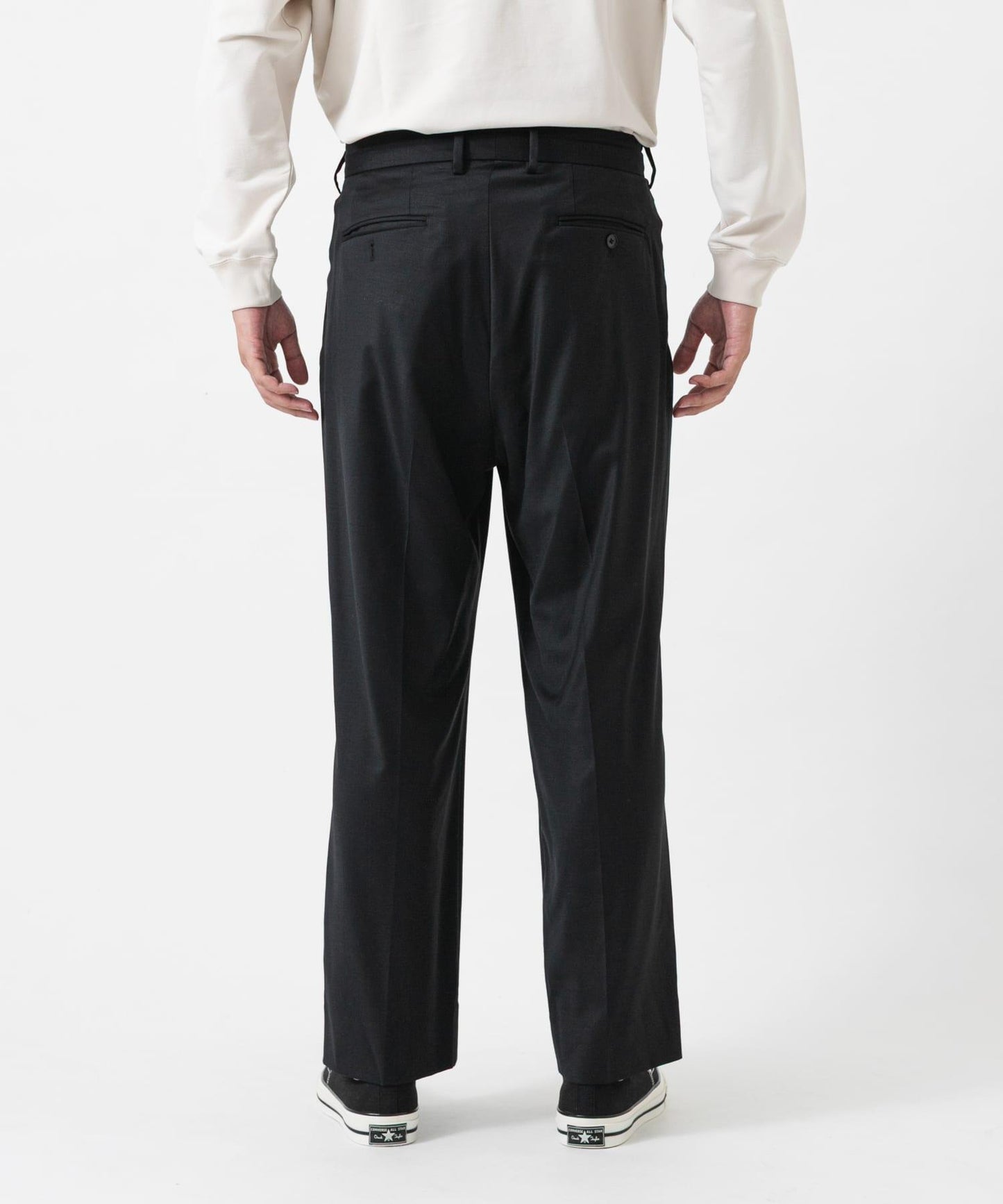 new basic WOOL SILK TAPERED SLACKS