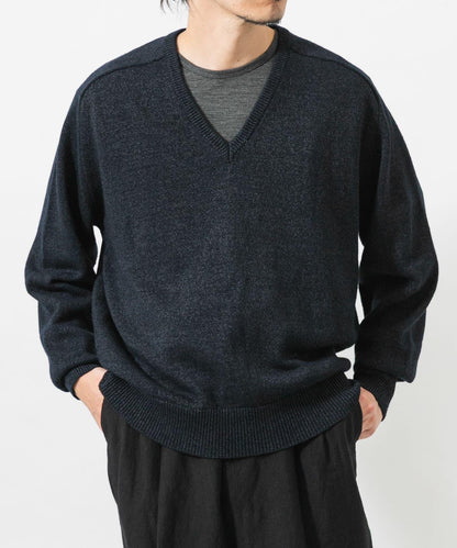 new basic WASHI WOOL V-NECK KNIT
