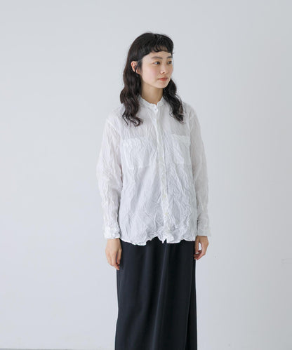 Vas-Y Lentement WRINKLE BANDED COLLAR SHIRTS