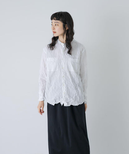 Vas-Y Lentement WRINKLE BANDED COLLAR SHIRTS