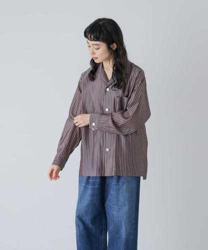 YLEVE ACETATE CUPRO STRIPE PJ SHIRTS