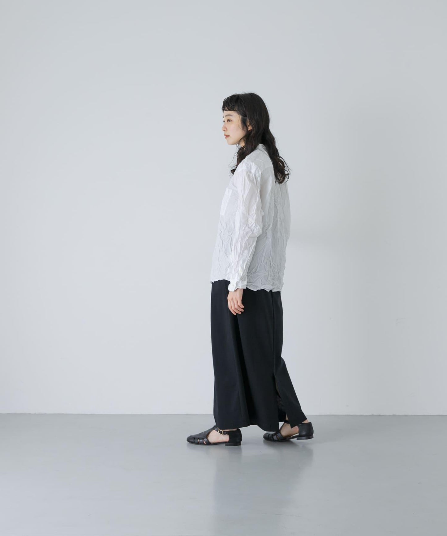 Vas-Y Lentement WRINKLE BANDED COLLAR SHIRTS