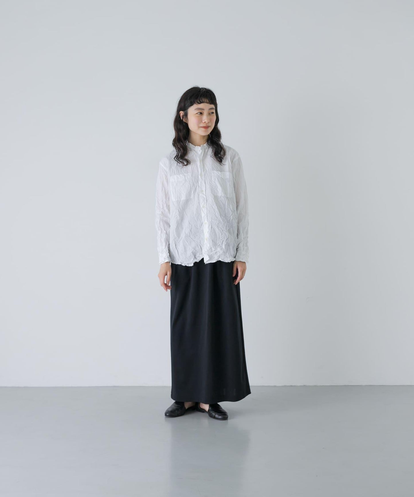 Vas-Y Lentement WRINKLE BANDED COLLAR SHIRTS