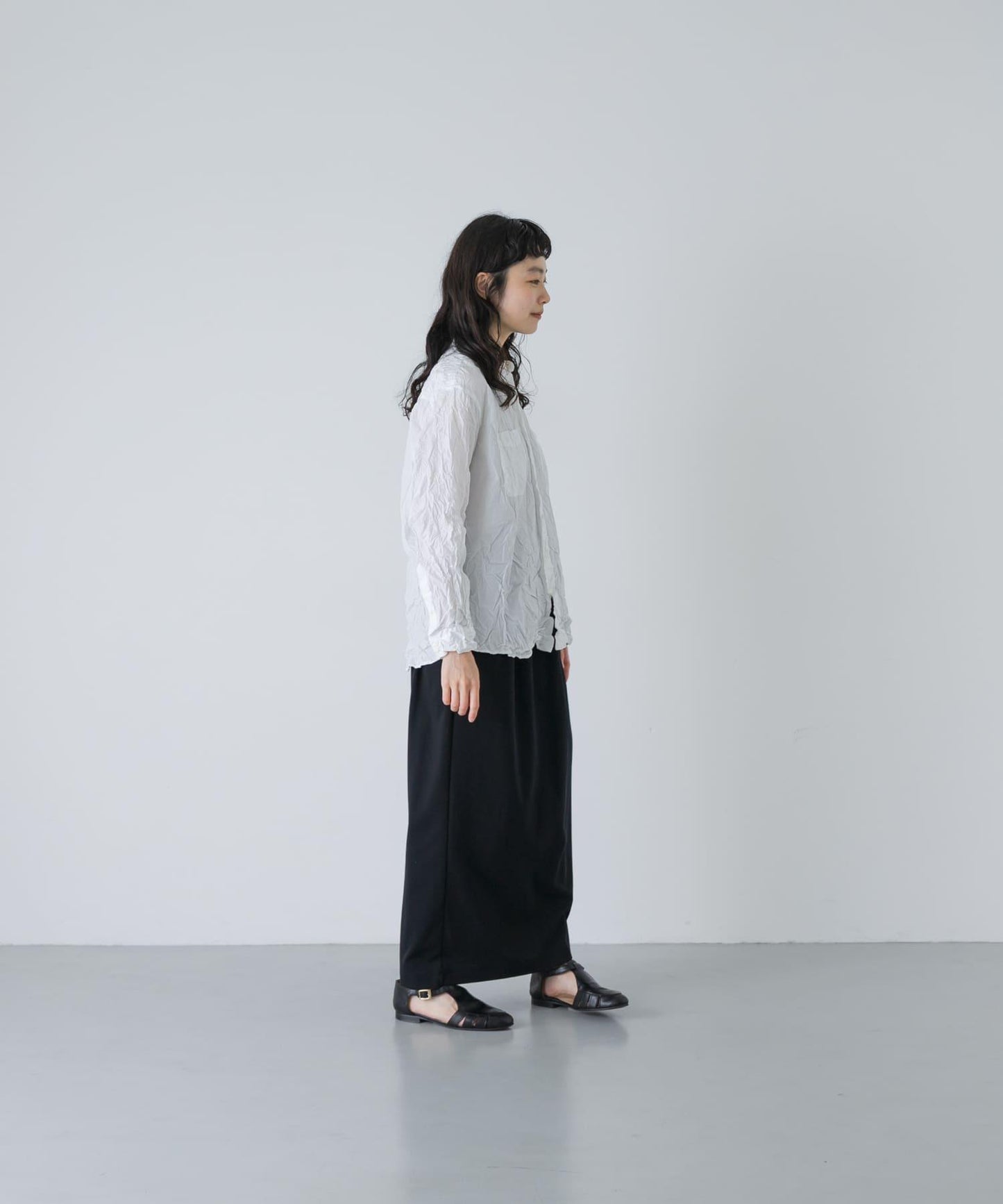 Vas-Y Lentement WRINKLE BANDED COLLAR SHIRTS