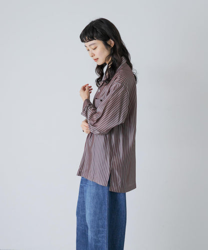 YLEVE ACETATE CUPRO STRIPE PJ SHIRTS